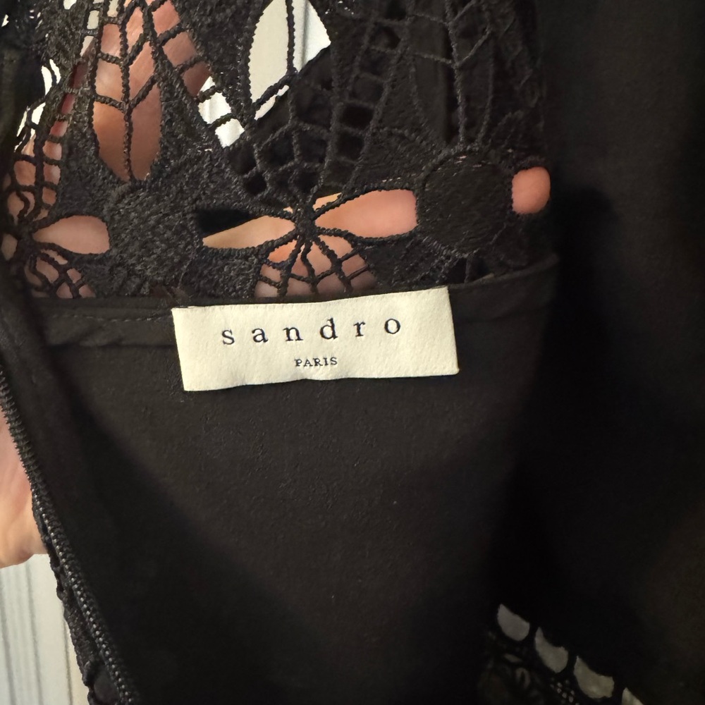 Sandro Black Lace Midi Dress